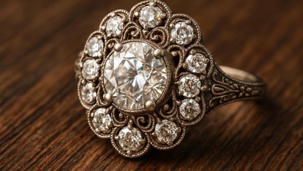 Elegant vintage ring showcasing bridal jewelry trends 2026.