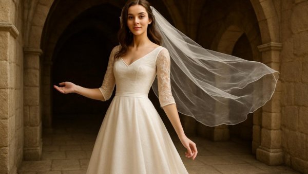 Budget Bride Hack: Elegant budget-friendly bridal attire demonstration.