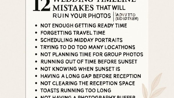 12 Wedding Timeline Mistakes That Will Ruin Your Photos (And How to Avoid Them)
