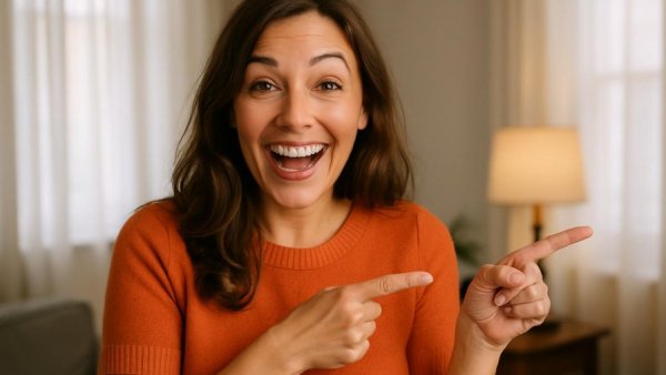 Woman excitedly sharing a secret about DIY wedding flowers