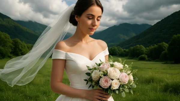 Get Married in Georgia within 24-48 hours: Bride at scenic outdoor wedding.