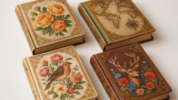 Ornate vintage design journals for wedding pen and stationery guide.