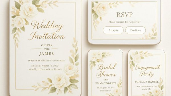 Digital wedding invitation RSVP tracking interface with floral designs.