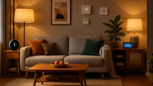 Stylish modern living room with newlywed home upgrades.