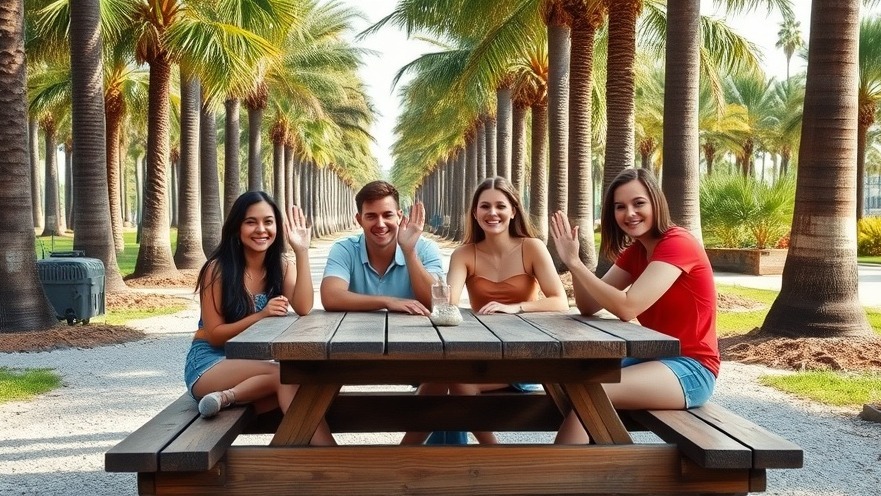 Youth empowerment at summer camp in Florida with smiling friends at a picnic table.