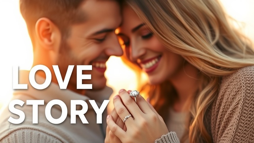 Joyful couple admiring bespoke wedding jewelry in soft golden hour light.