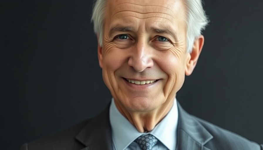 Portrait of an older man with a gentle smile in a suit and tie.
