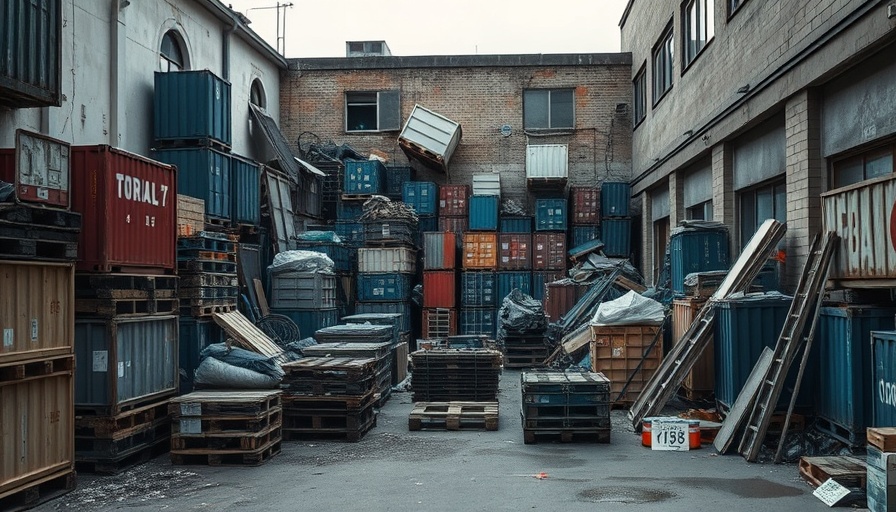 Messy outdoor storage highlights restaurant inspection failures.