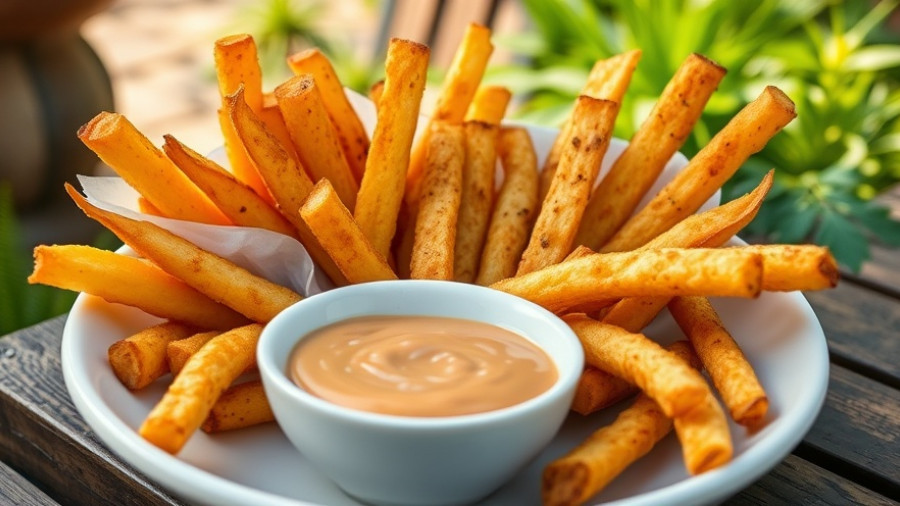 Golden yuca fries with dipping sauce - Yuca Recipes for Restaurants.
