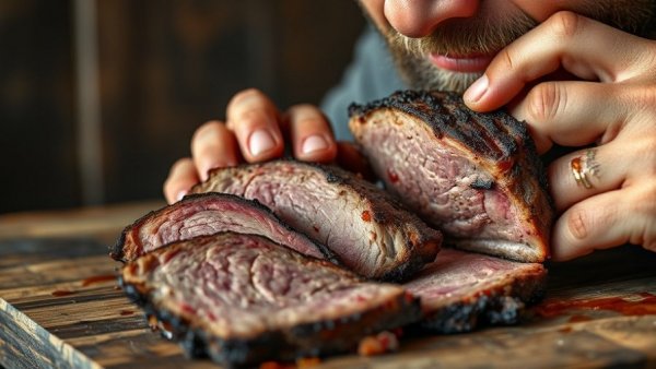 Argentinian cuisine brisket being enjoyed by a man.