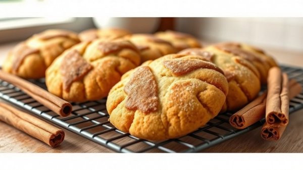 Churro cookies on cooling rack with cinnamon sticks