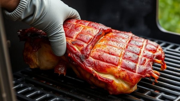 Paleta de Cerdo for New Year, roasted pork shoulder in a smoker.