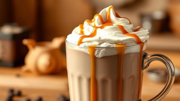 Dulce de Leche Hot Chocolate with whipped cream and caramel.