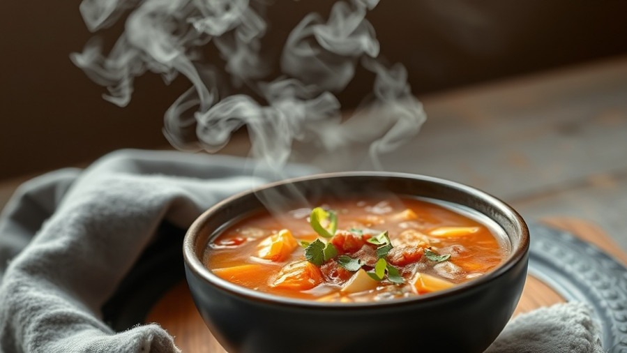 Steaming bowl of Mexican soup during winter