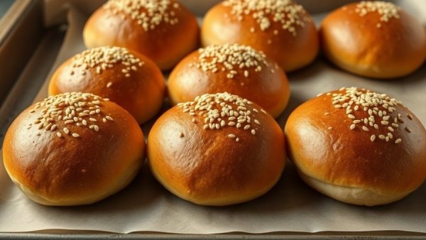 Golden sesame seed cemita buns on baking sheet.