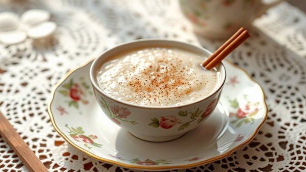 Leftover rice arroz con leche in elegant setting.