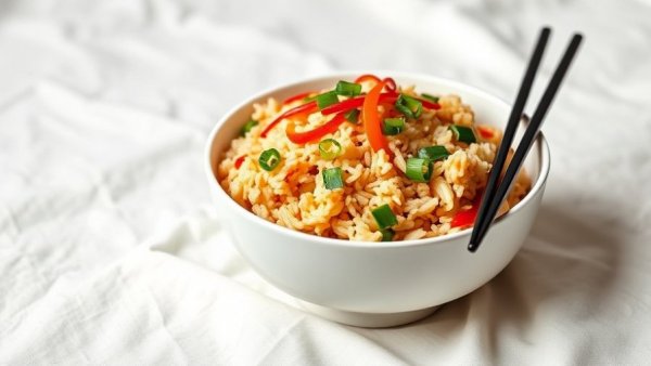 Savory leftover rice recipe with vegetables and chopsticks