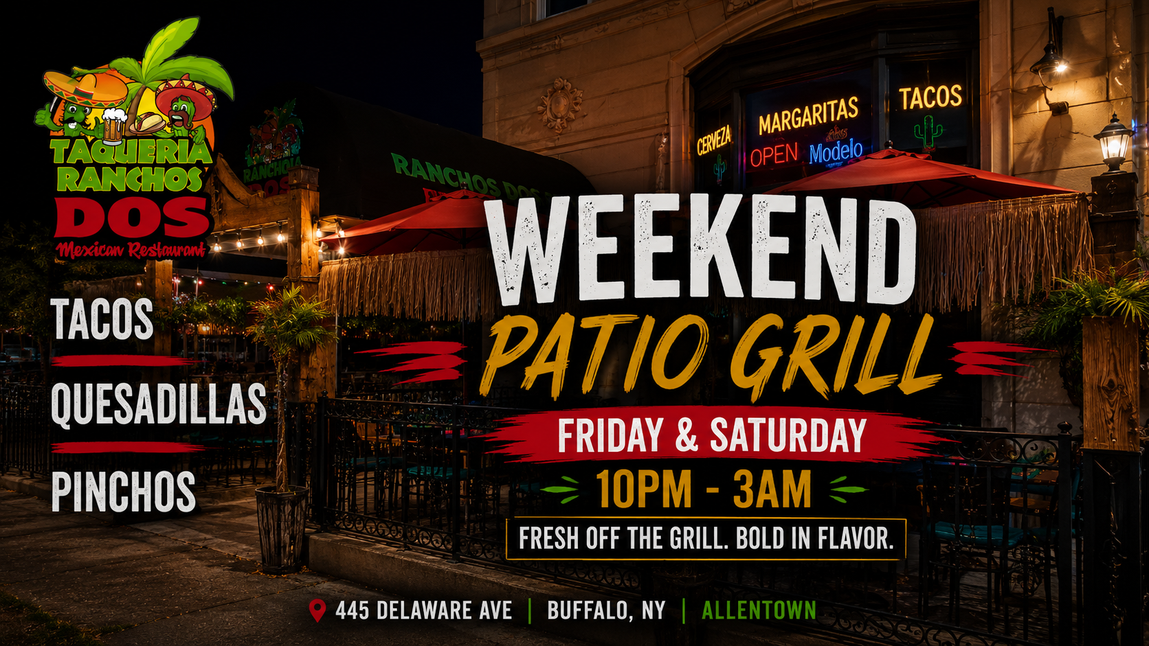 weekend mexican restaurant patio grill at taqueria ranchos dos buffalo