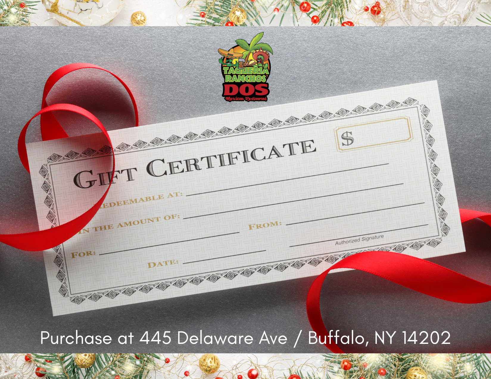gift certificates at taqueria ranchos dos in allentown