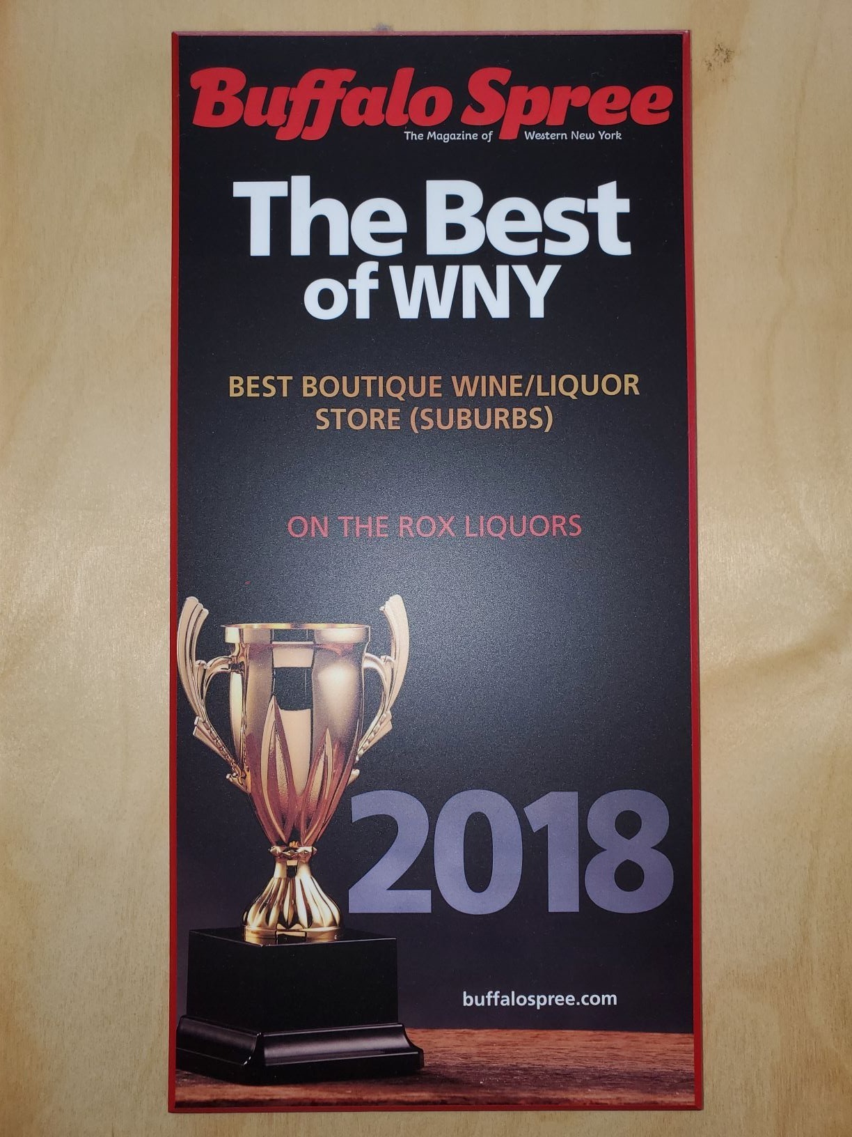 Voted Best Boutique Wine/Liquor Store in Suburbs by Buffalo Spree Magazine (2018)