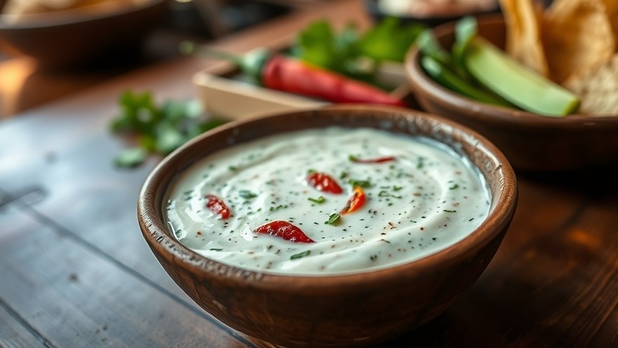 Chipotle ranch sauce with smoky flavors in rustic bowl, enhances Mexican cuisine.