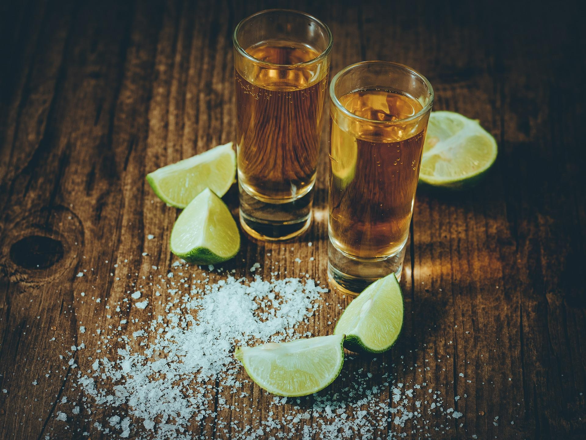 shots of tequila on table