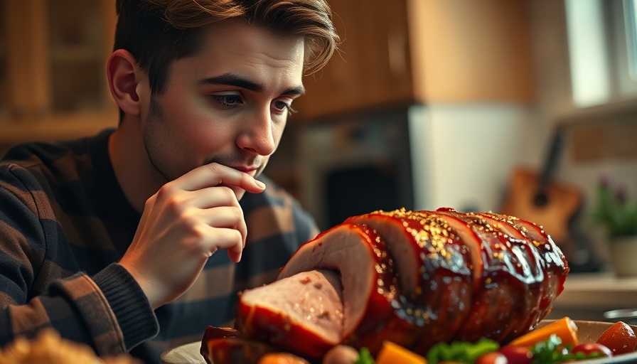 Argentinian cuisine: Savory glazed ham in warm kitchen.