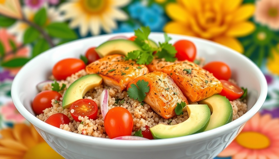 Unique flavorful salads for restaurants featuring quinoa, salmon, and avocado.