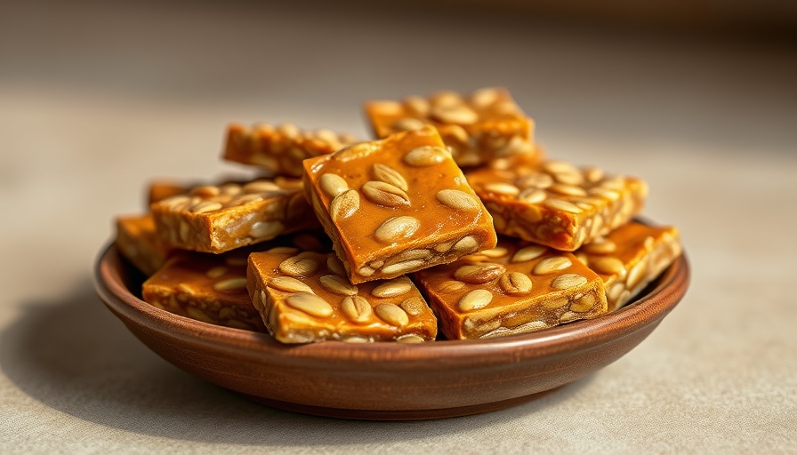 Homemade pumpkin seed brittle recipe - delicious caramel squares.
