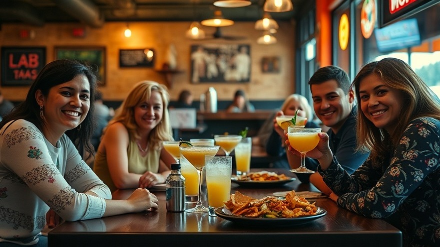 Candid moments of friends enjoying margaritas at a Mexican restaurant.