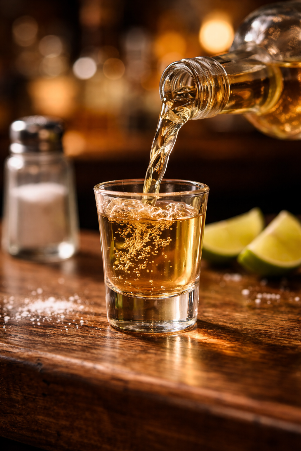 tequila being poured into glass