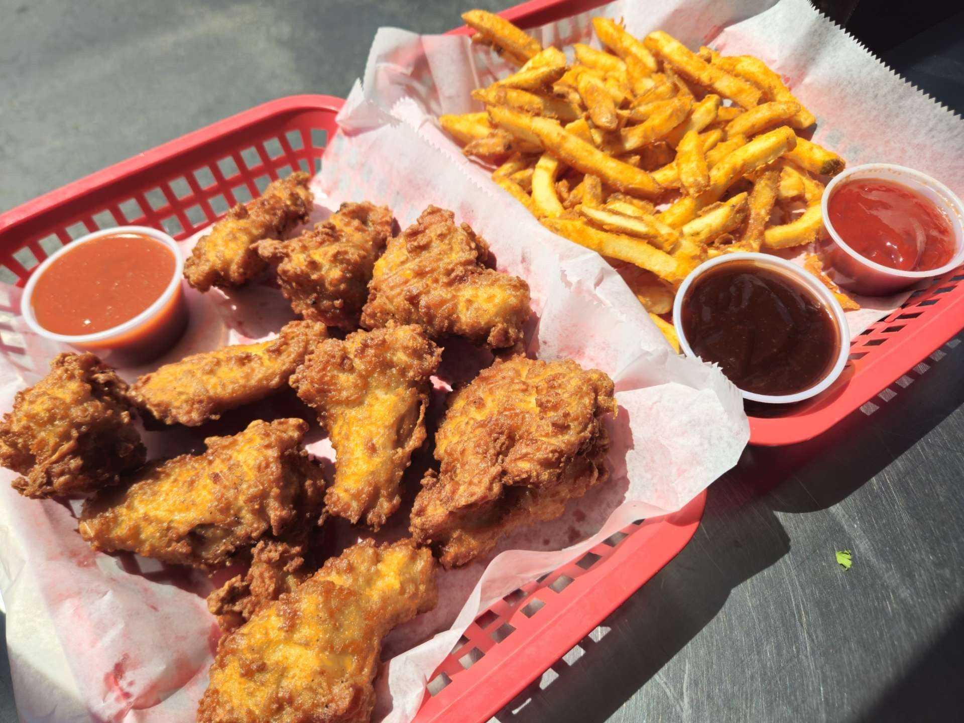 Alitas Breaded wings with french fries at Ranchos Tacos in Amherst, New York