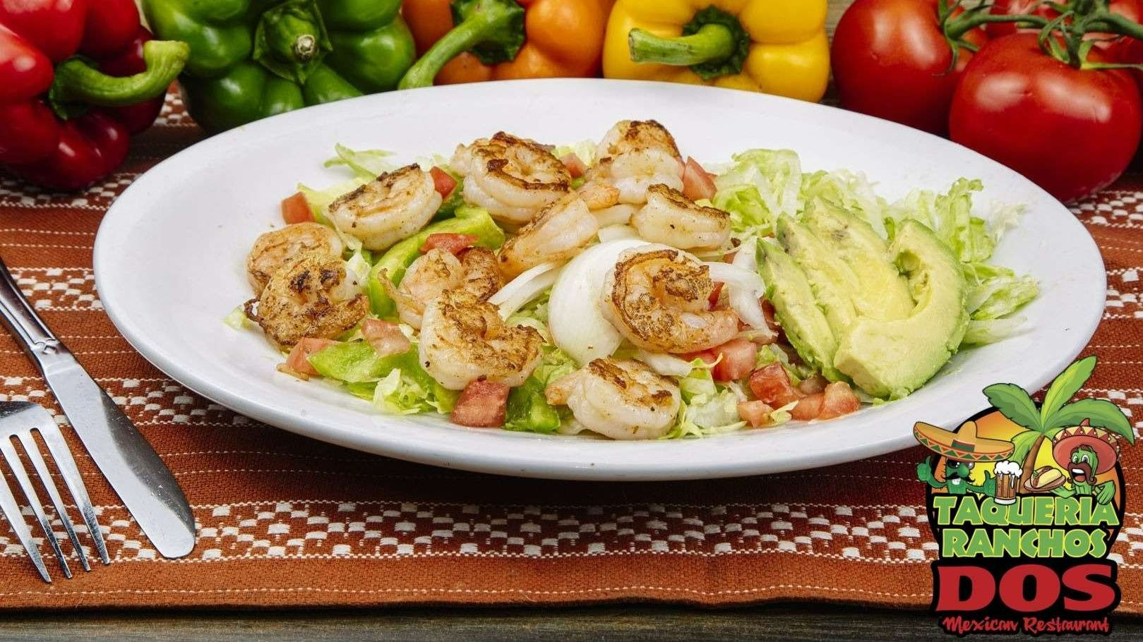 shrimp seafood entree at Taqueria Ranchos Dos in Buffalo.