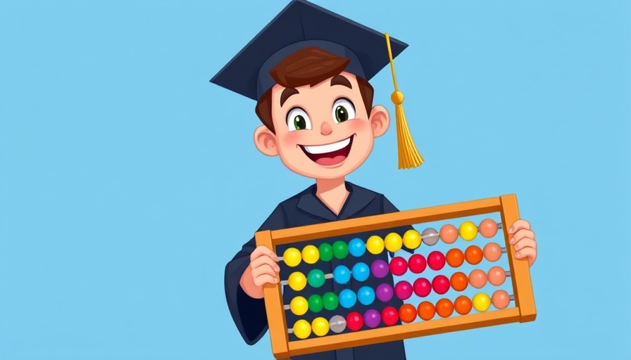 Illustration of a graduate with an abacus, Ignition Schools methodology theme