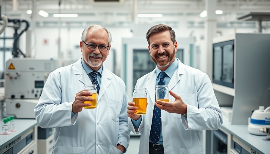 Scientists in lab presenting edible fat from agricultural waste.