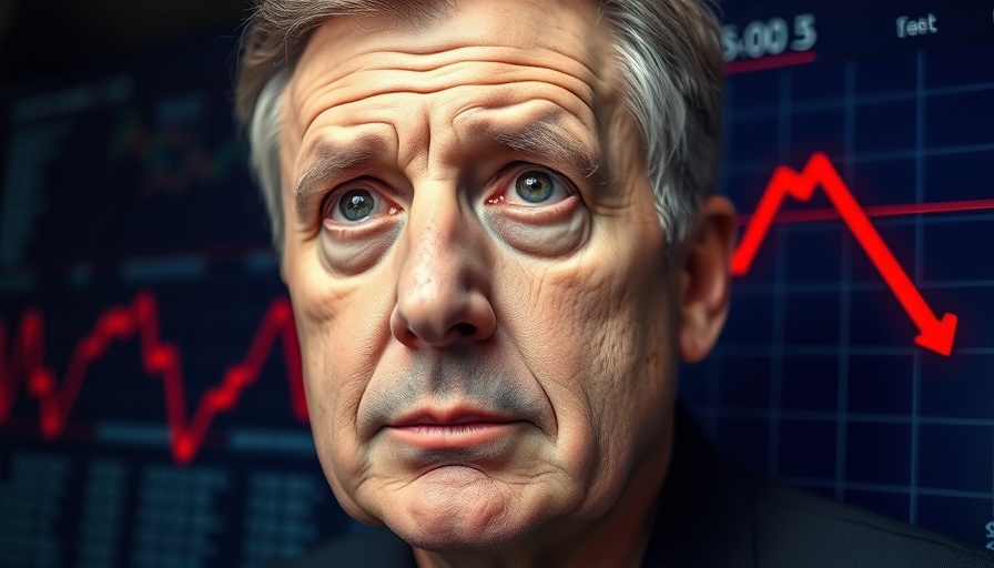 Concerned man analyzing signs before a market crash with graph.