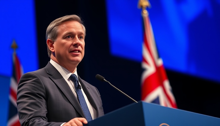 Confident speaker at Conservative Party conference, discussing recovery.