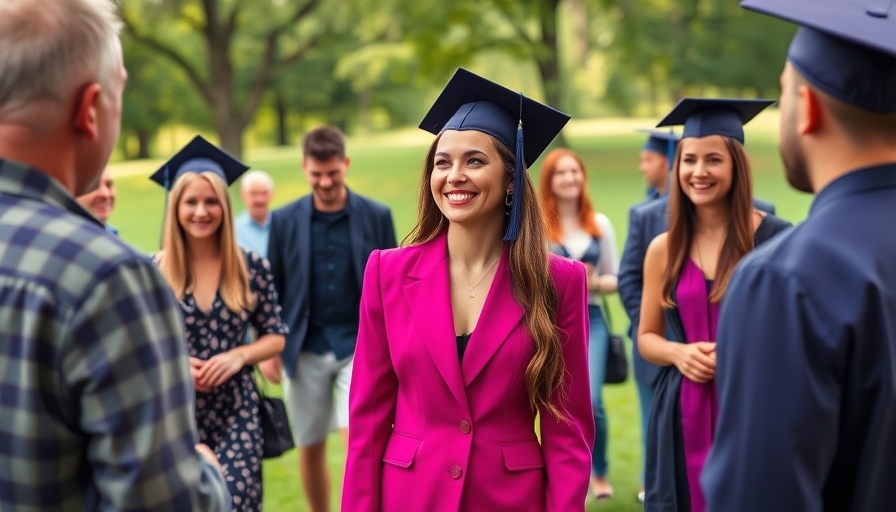Casual outdoor party scene with smiling guests.
