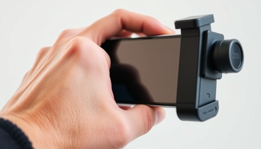Stage PowerGrip on smartphone showcasing digital display.