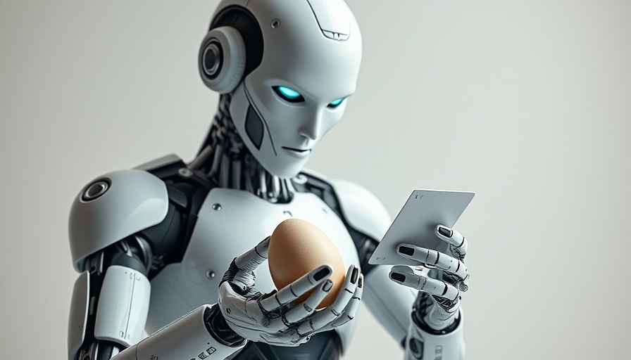 Humanoid robot handling egg and card with precision in home and office setting.