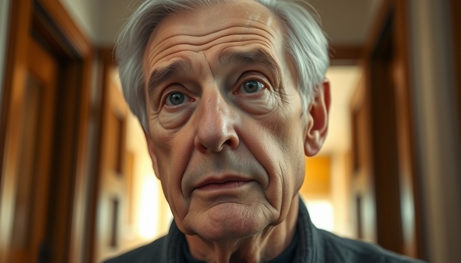Thoughtful elderly man indoors at National History Museum event.
