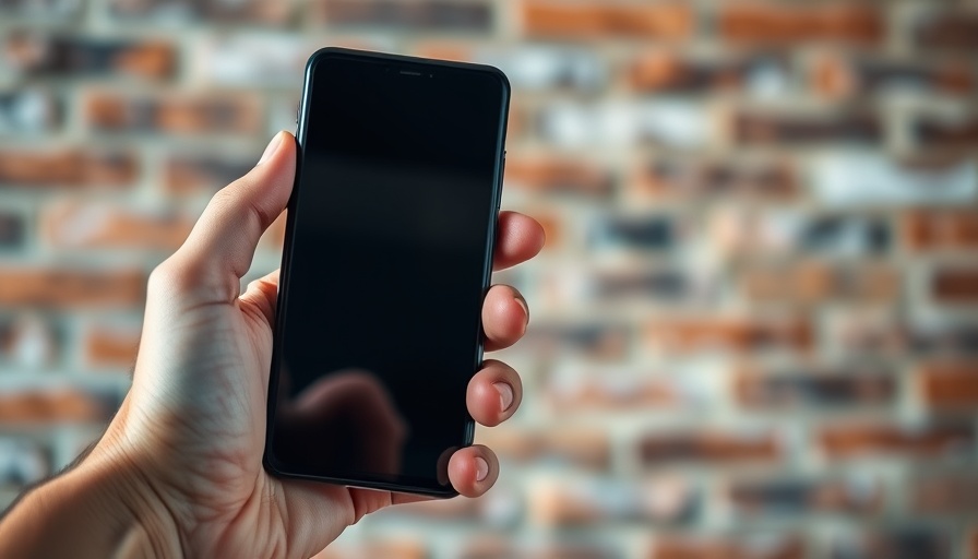 Modern smartphone close-up with textured wall background.