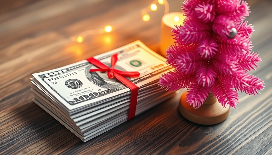 Debt Payoff and Christmas Budgeting Strategies scene with cash and decorations.