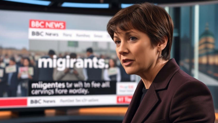 BBC News presenter discussing migrants mockingly returning to the UK.
