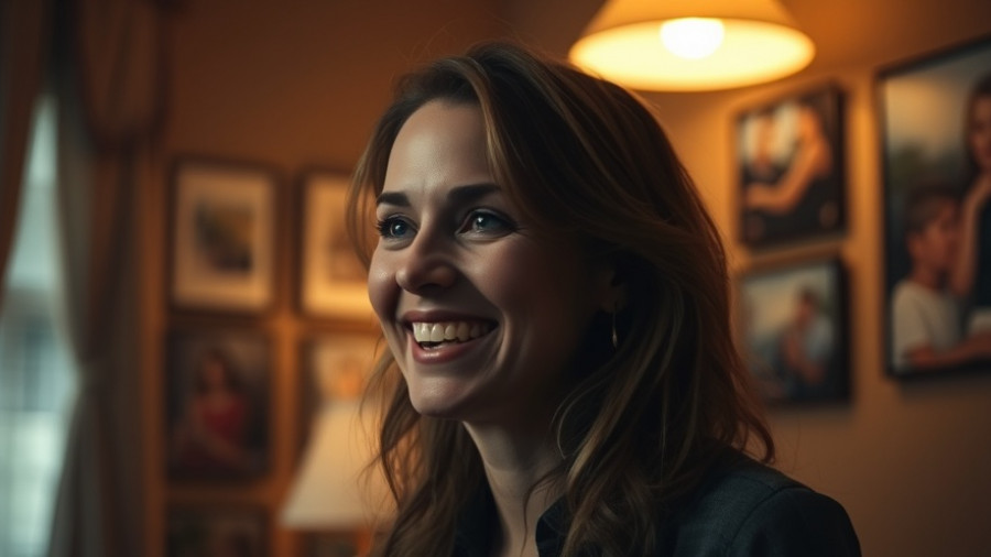 Blurred candid photo of a smiling woman indoors related to Florida real estate investment for families.