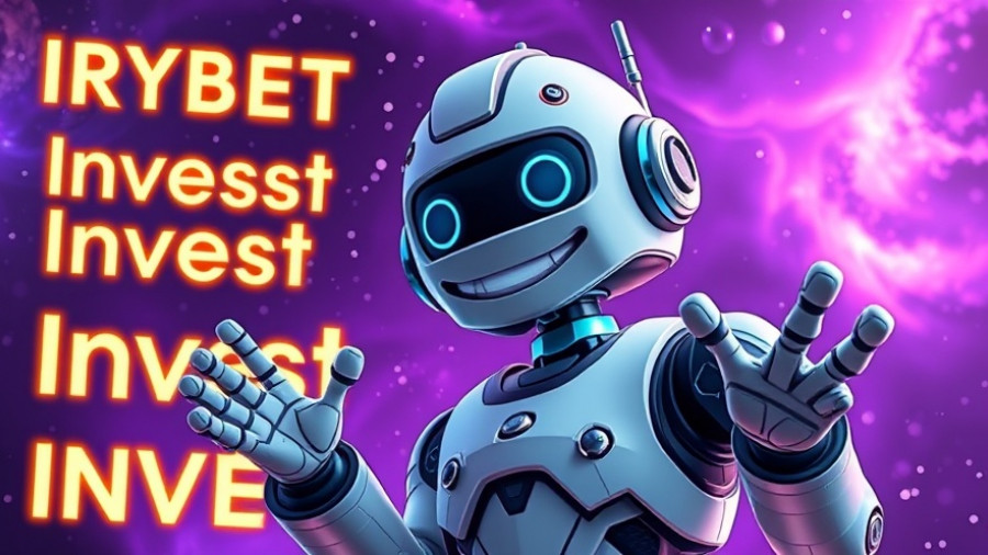 Futuristic robotic character promoting $VET and $VTHO investment opportunities.