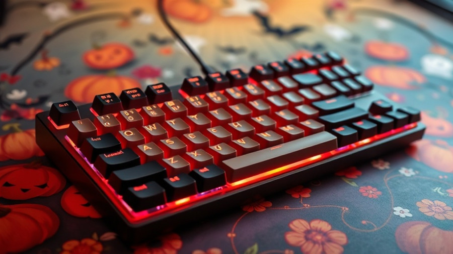 Logitech Alto Keys K98M keyboard on a decorative spooky mat.