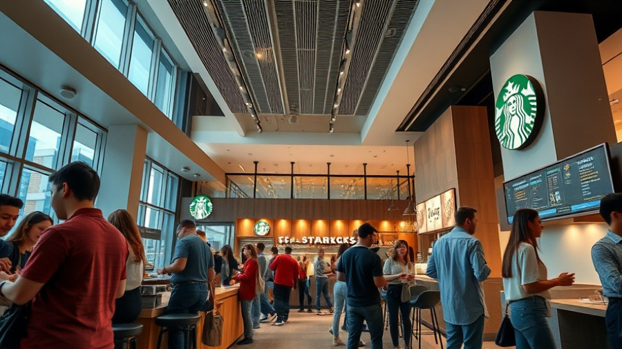Starbucks in China bustling with customers, sleek interior.