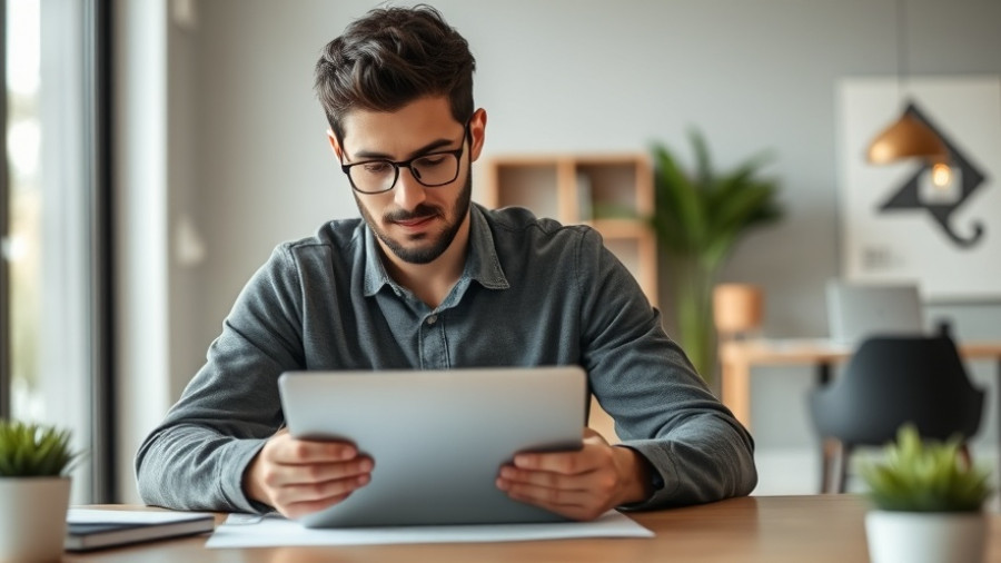 Person researching mortgage rates on laptop in office, UK average mortgage rate drops below 5%.