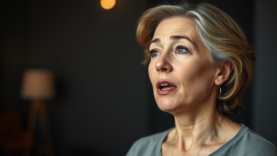 Middle-aged woman discussing digital ID and personal freedom indoors.